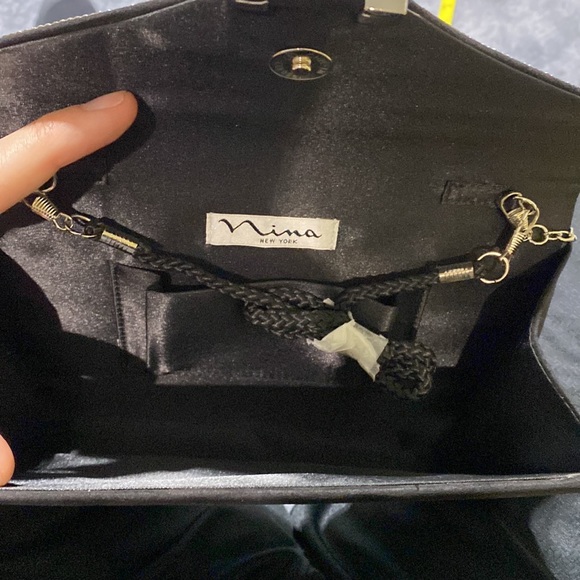 Nina Black Clutch with Jewels and Optional Strap - Picture 5 of 6